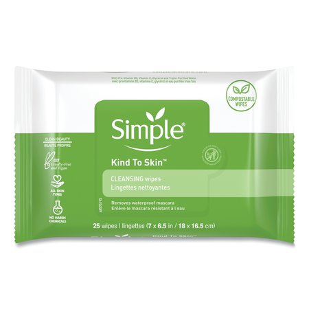 SIMPLE Eye And Skin Care, Facial Wipes, PK25 70005PK